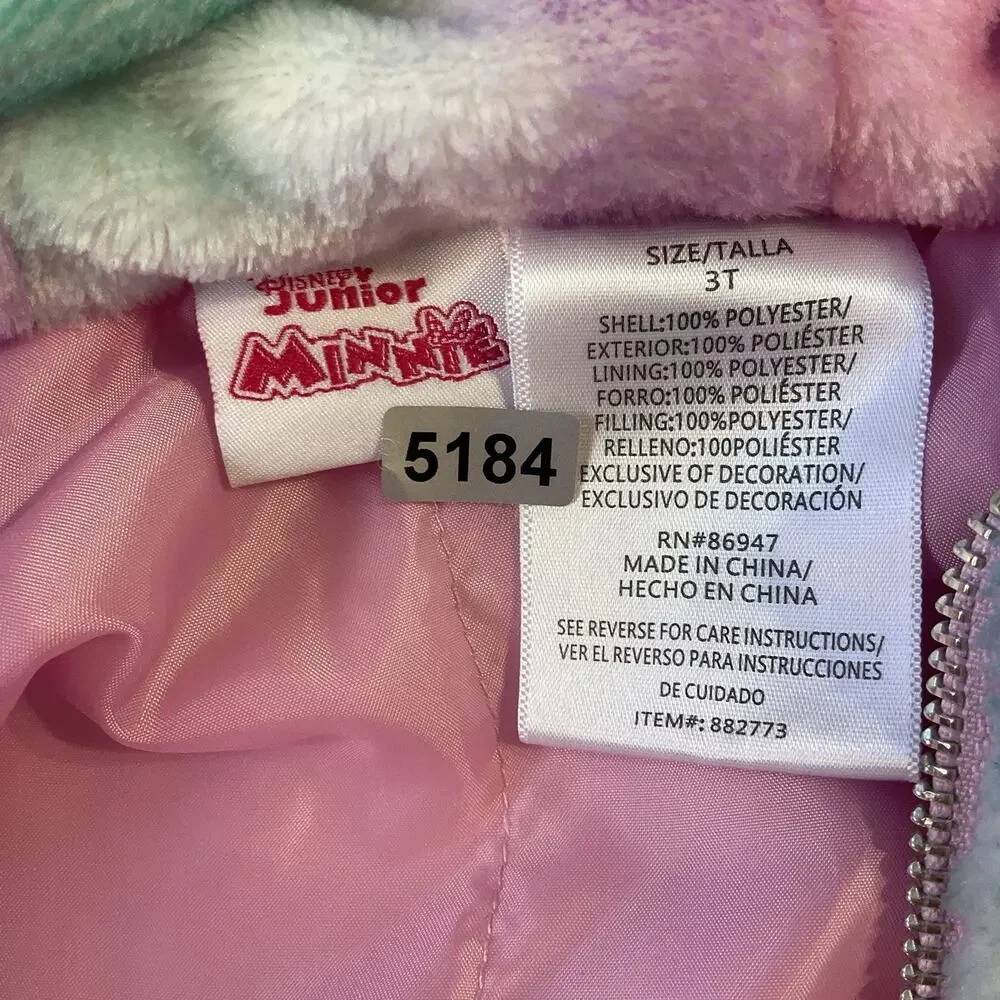 Disney Junior Minnie Mouse Faux Fur Hoodie Jacket Toddler Girl Size 3T Pink Soft - Picture 2 of 9